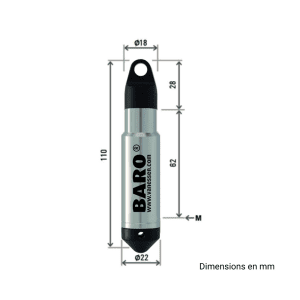 VAN ESSEN BaroDIVER - Enregistreur de pression atmosphérique en temps réel - P.A.+T°C - 0-1,5m - Garantie 3 ans dimension