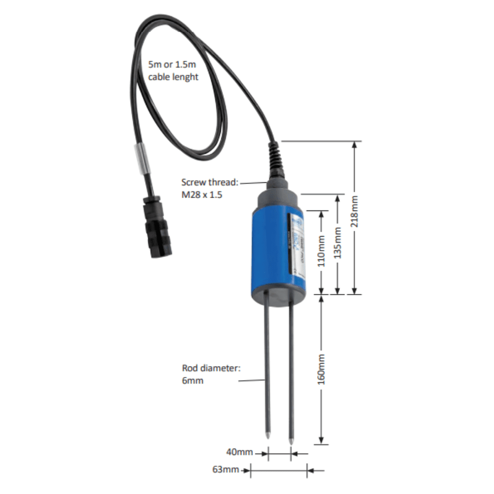 IMKO Capteur HvT°sol TDR Trime-Pico64 - IMKO Capteur HvT°sol TDR Trime-Pico32 - Idéal pour la mesure in situ de l'humidité volumique dans les sols et autres matériaux heterogènes dimensions
