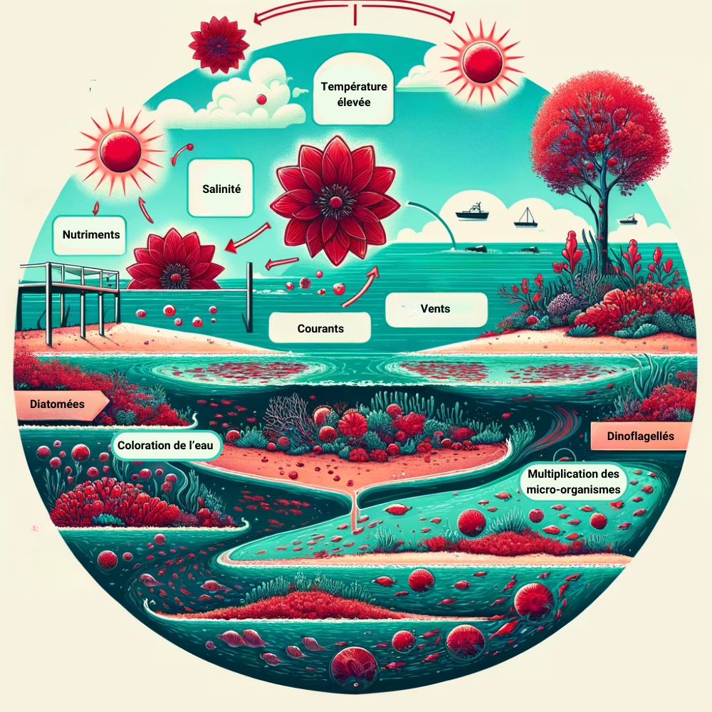 Formation des marées rouges