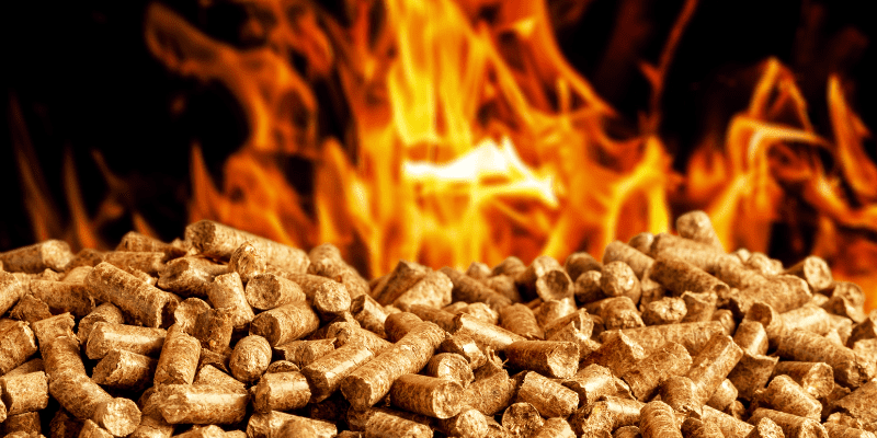 fire with wood pellets