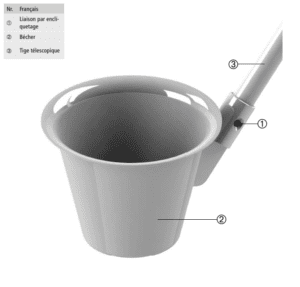 Bécher angle fix en Inox V2A pour perche télescopique details