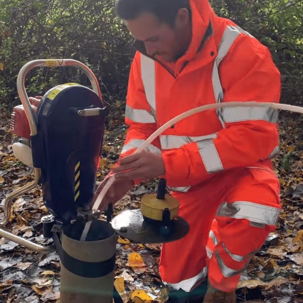 Pompe à inertie Powerpack PP1 (moteur essence), incl. kit de transport dans le terrain